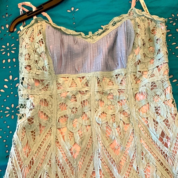 Betsey Johnson 4 lace bohemian cocktail sea foam aqua - Picture 5 of 7